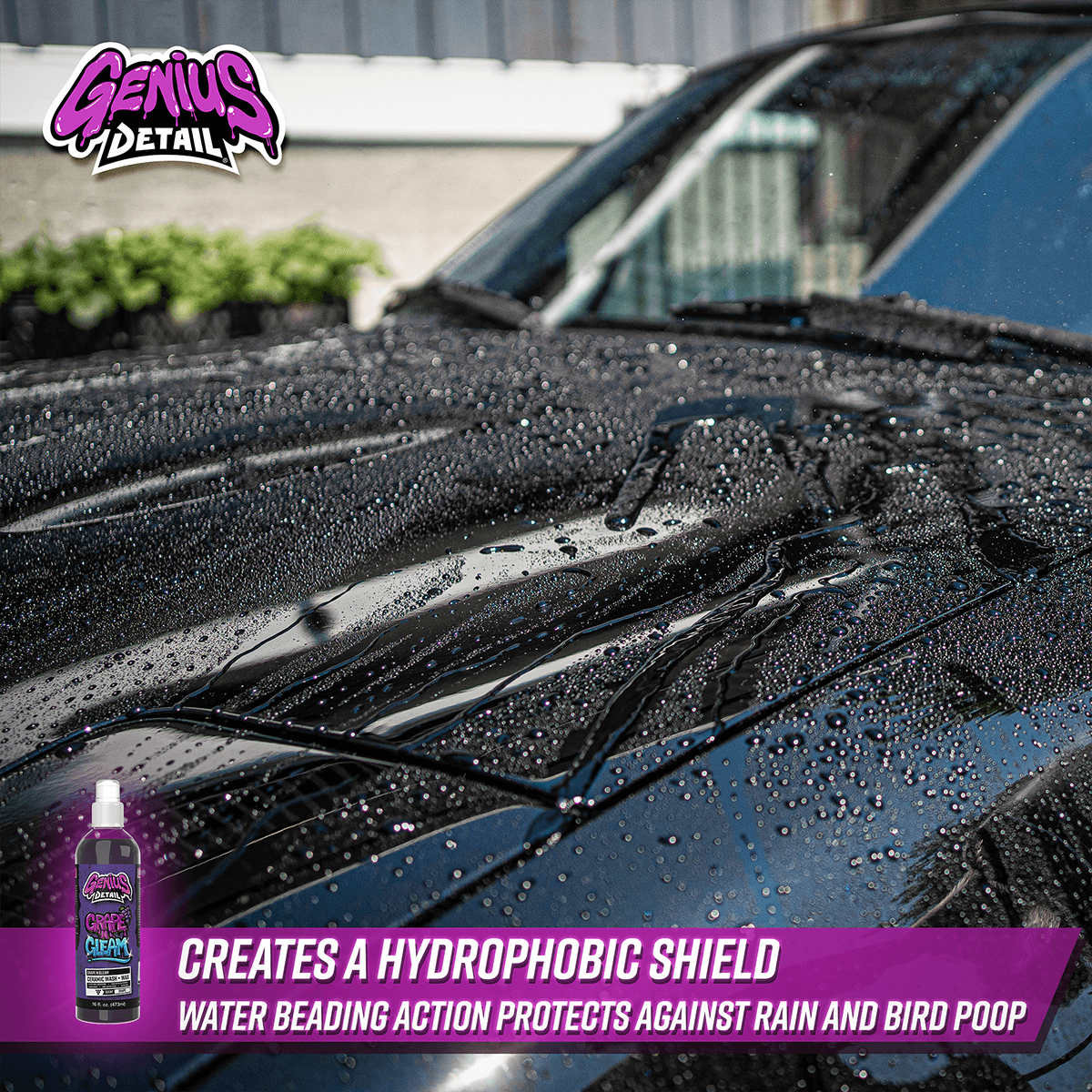 Creates a hydrophobic shield for your car - Water beading action protects against rain and bird poop