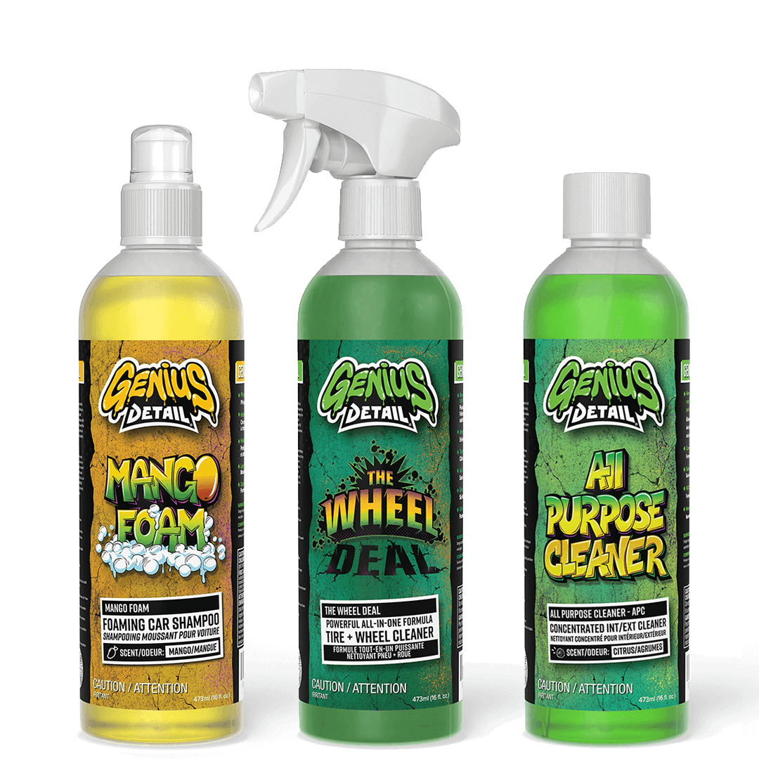 Premium Car Cleaning Bundle - With Mango Foam, The Wheel Deal, All Purpose Cleaner - 16oz (473ml)